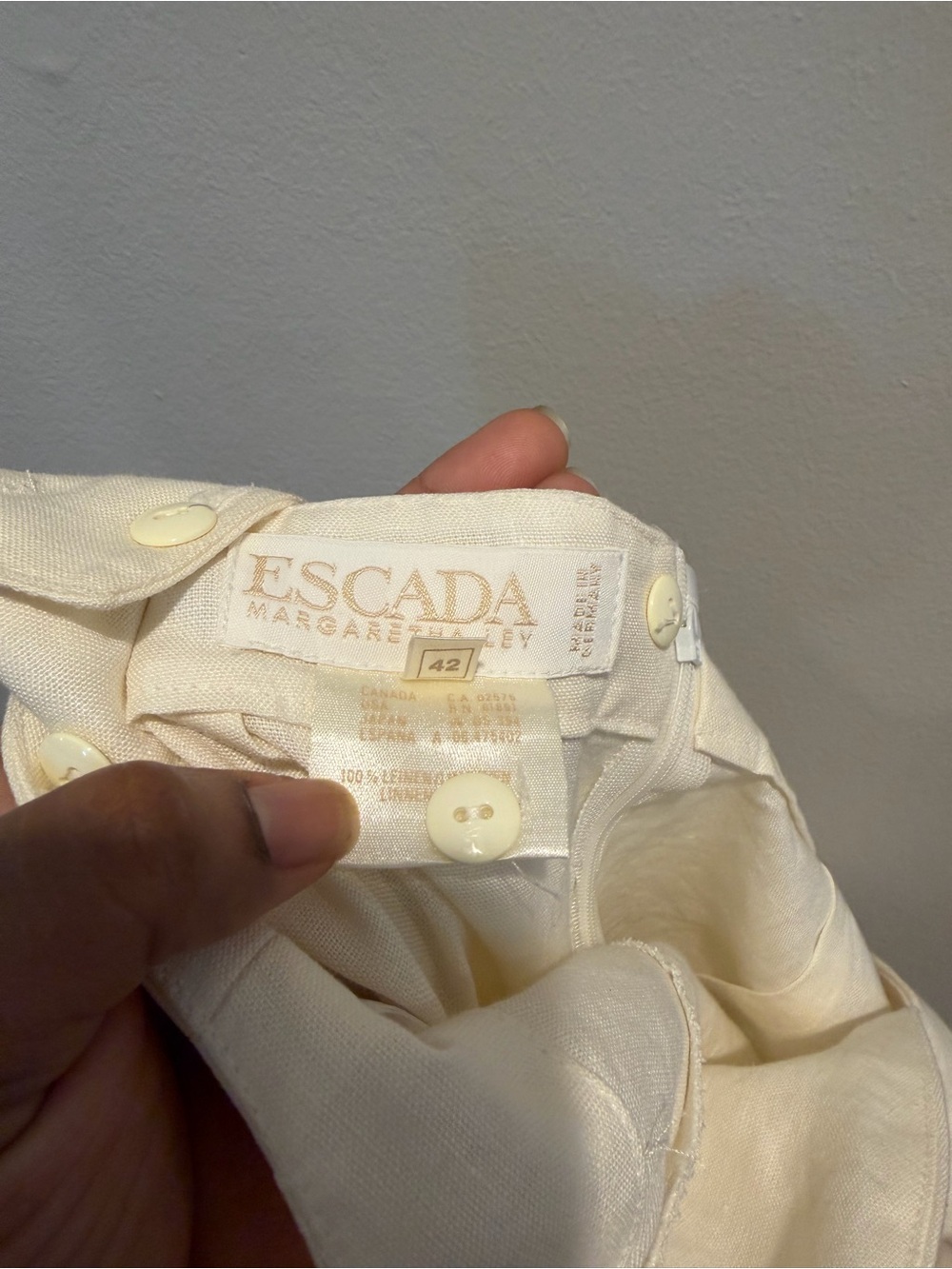 Vintage NWT Escada Cream Linen Jumpsuit - Picture 6 of 13